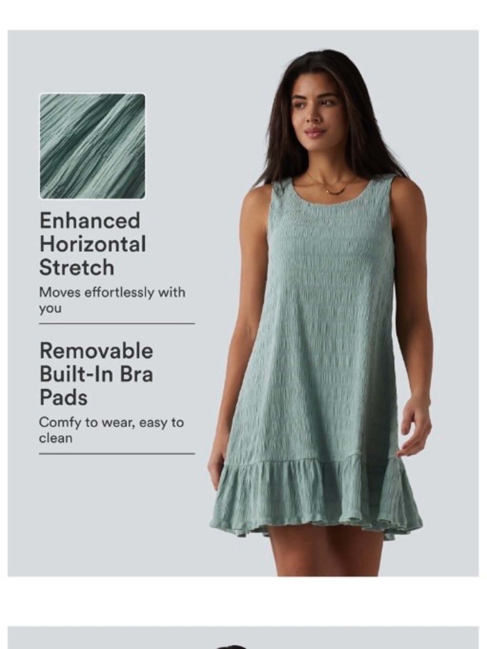 HALARA Sage Green Textured Sleeveless Ruffle Hem Dress